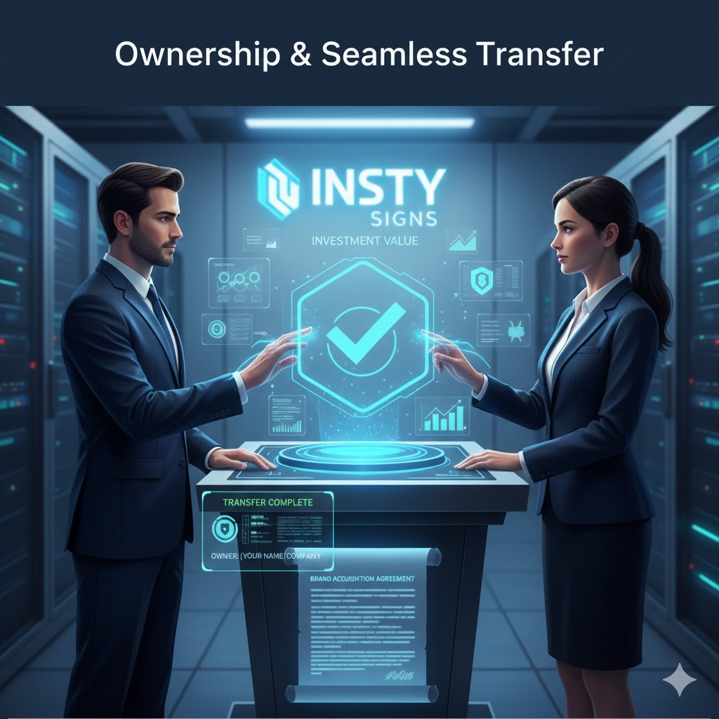 InstySign.com Domain Name Package Ownership Seamless Digital Ownership Transfer